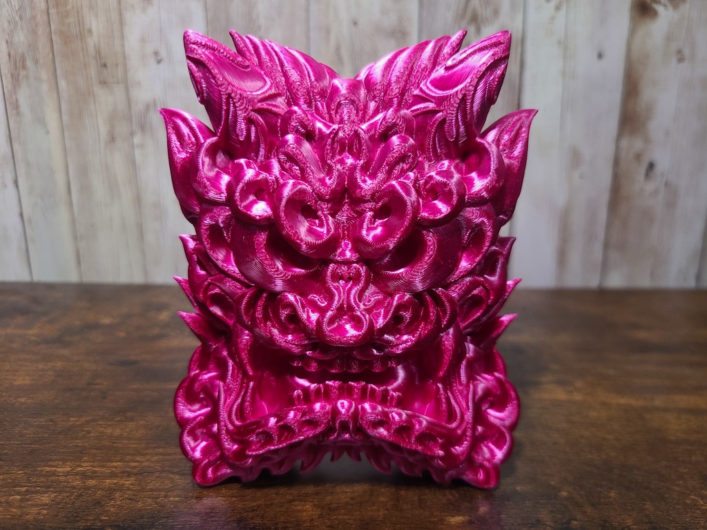 鬼瓦-マゼンタ- （Mad Mini Onigawara）高さ12.5cm【インテリア　クールな壁掛け　３Dプリンター】