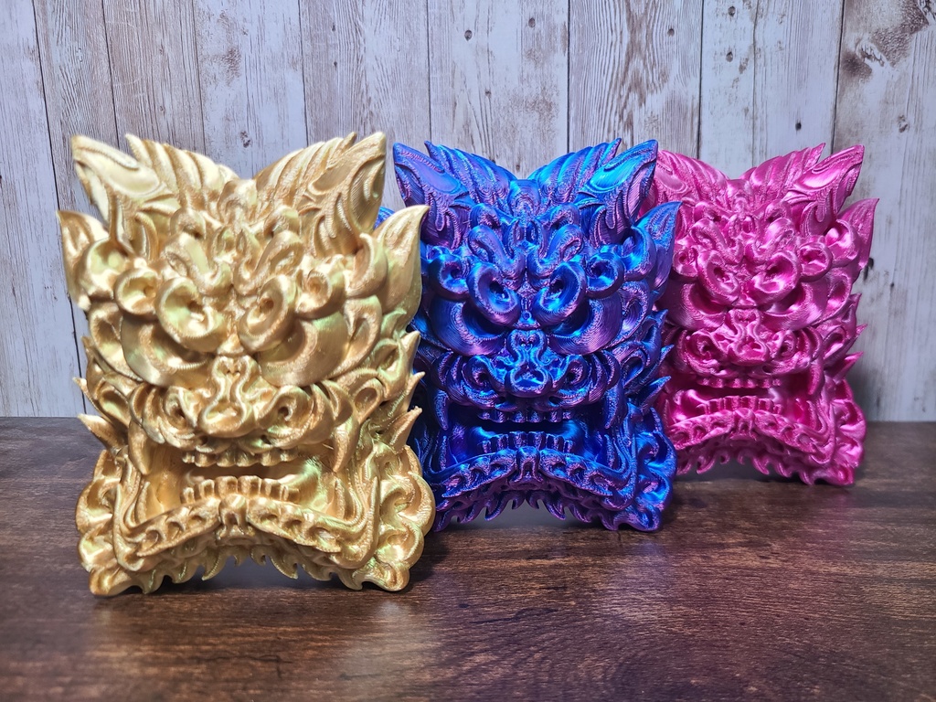 鬼瓦-マゼンタ- (Mad Mini Onigawara)高さ12.5cm【インテリア クールな壁掛け 3Dプリンター】