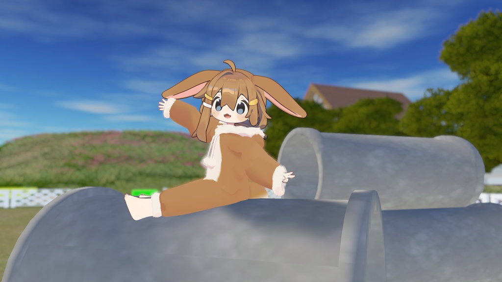 【複数アバター対応】モコモコうさパジャマ