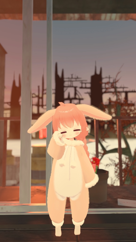 【複数アバター対応】モコモコうさパジャマ