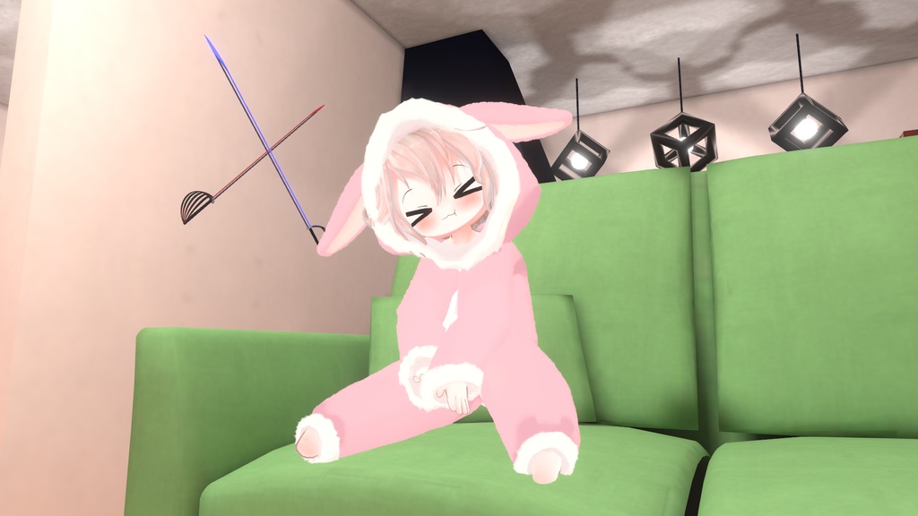 【複数アバター対応】モコモコうさパジャマ