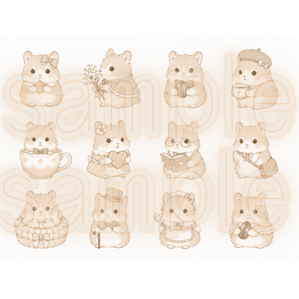 かわいい動物素材集 132種類|犬、ねこ、うさぎ、りす、おおかみ、ハムスター、アルパカ、ことり、ユニコーン、ひつじ、鹿|透明背景PNG|水彩クリップアート