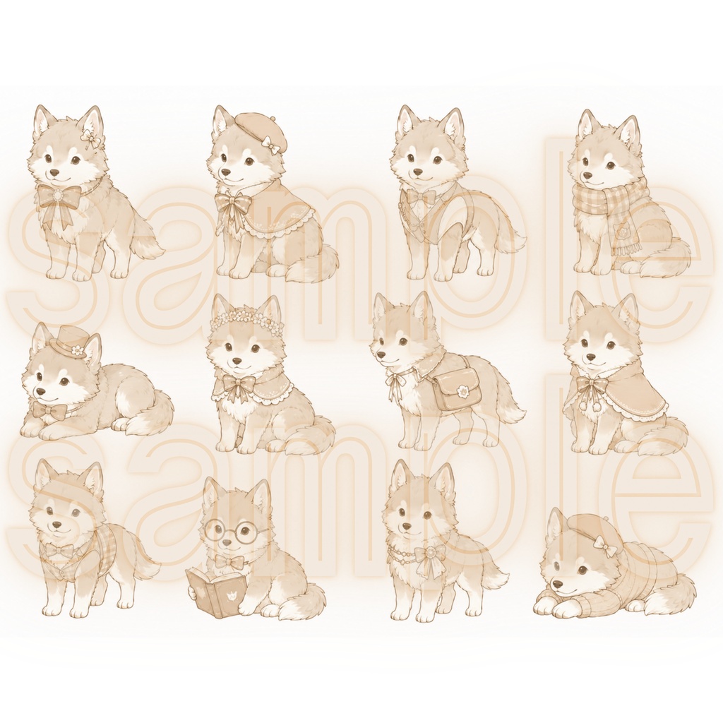 かわいい動物素材集 132種類|犬、ねこ、うさぎ、りす、おおかみ、ハムスター、アルパカ、ことり、ユニコーン、ひつじ、鹿|透明背景PNG|水彩クリップアート
