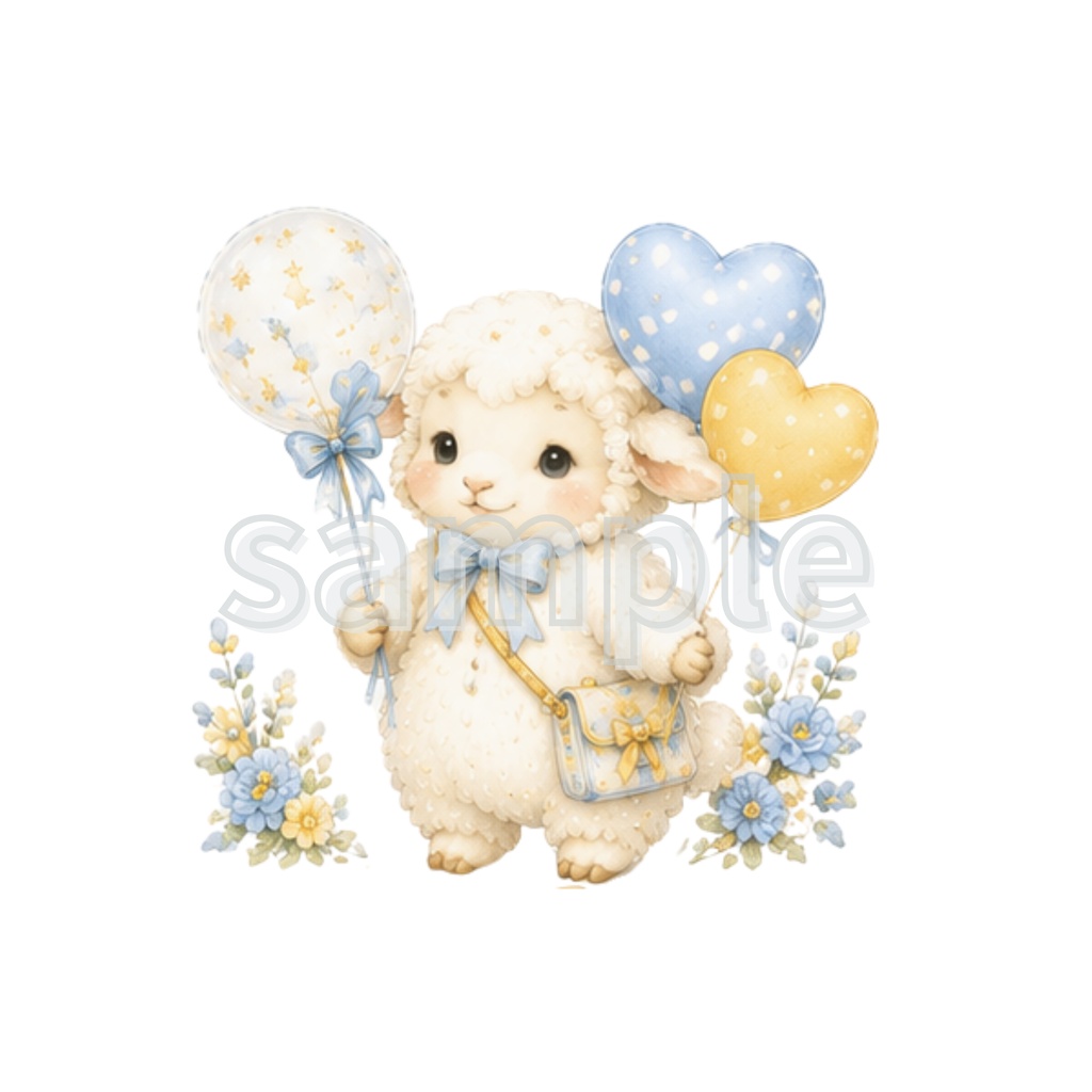 水色・黄色 うさぎ・りす・いるか・ひつじ・小鳥・ペンギン・85点CLIPart・クリップアート
