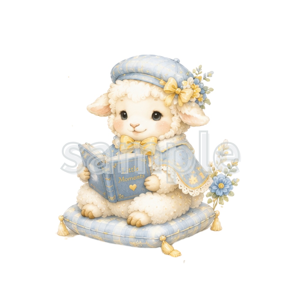 水色・黄色 うさぎ・りす・いるか・ひつじ・小鳥・ペンギン・85点CLIPart・クリップアート
