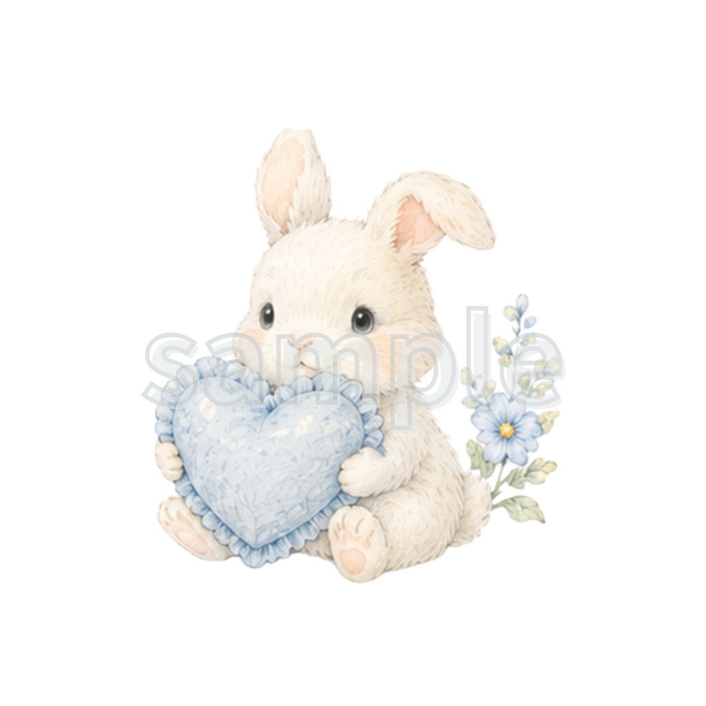 水色・黄色 うさぎ・りす・いるか・ひつじ・小鳥・ペンギン・85点CLIPart・クリップアート