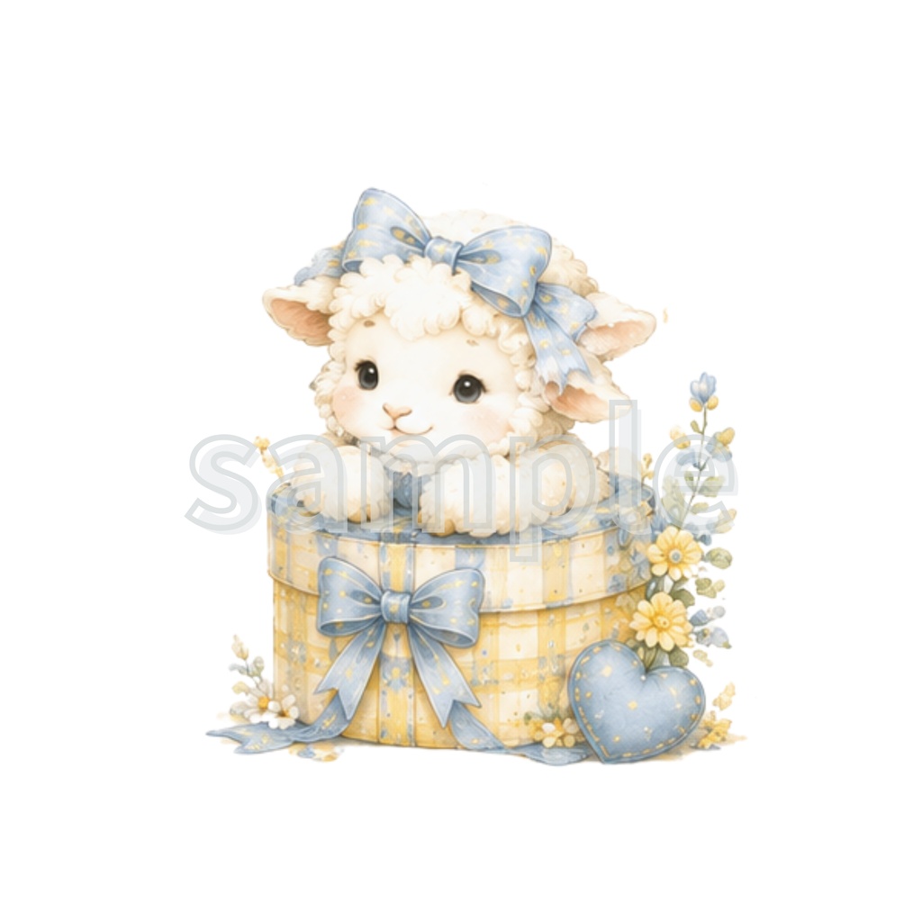 水色・黄色 うさぎ・りす・いるか・ひつじ・小鳥・ペンギン・85点CLIPart・クリップアート