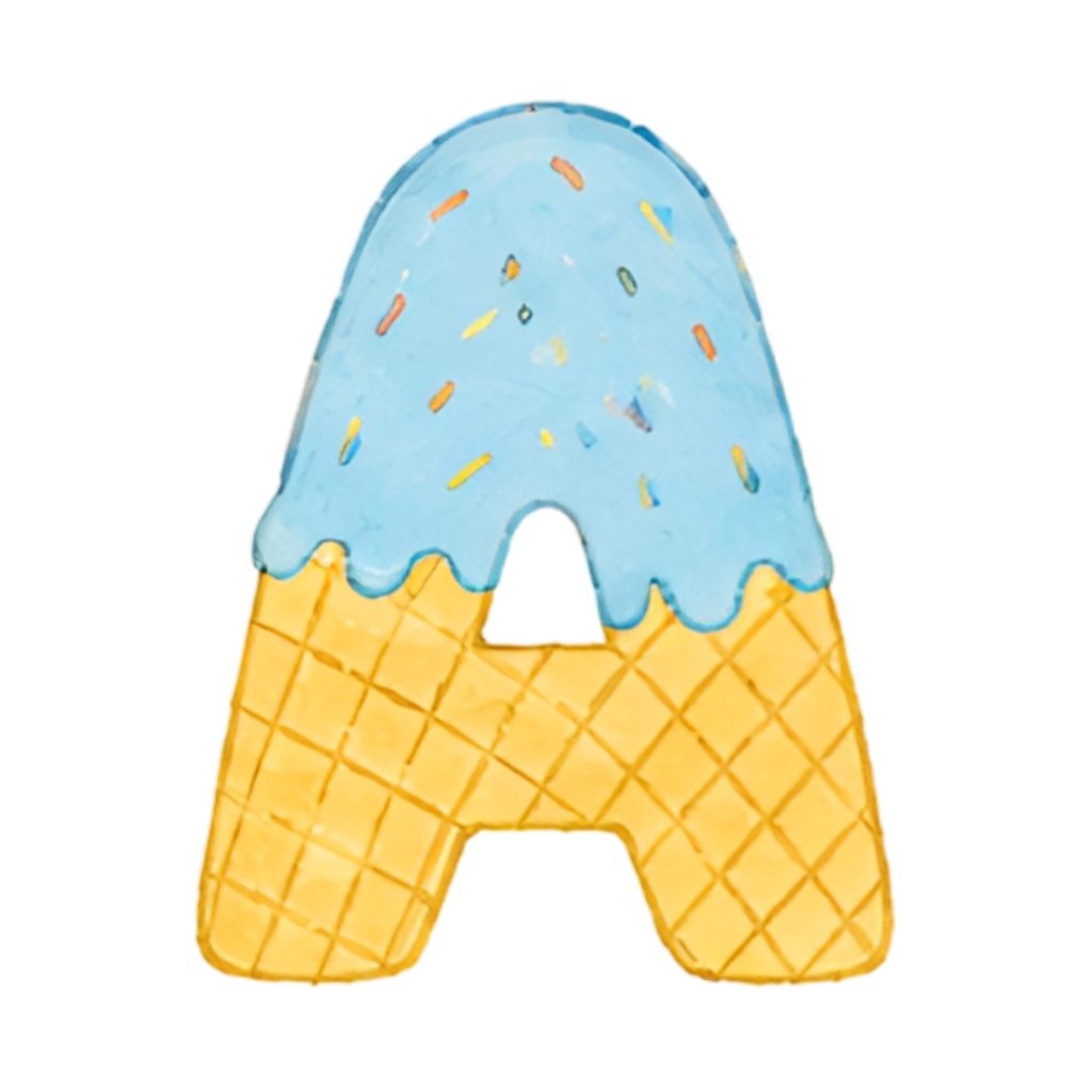 アイスクリームアルファベット CLIPART 6色セット|A〜Z・数字・記号入り|PNG背景透過|全180点以上|商用利用OK
