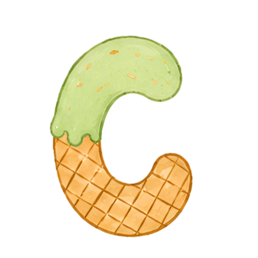 アイスクリームアルファベット CLIPART 6色セット|A〜Z・数字・記号入り|PNG背景透過|全180点以上|商用利用OK
