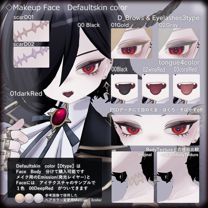 【Nehail/ネハイル用】Noirdia Body&Makeup&Eye Texture