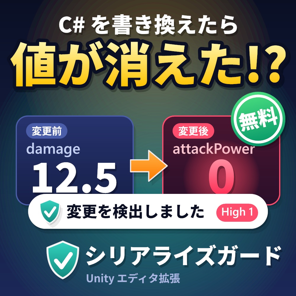 【無料】Unityの値消え検知 シリアライズガード
