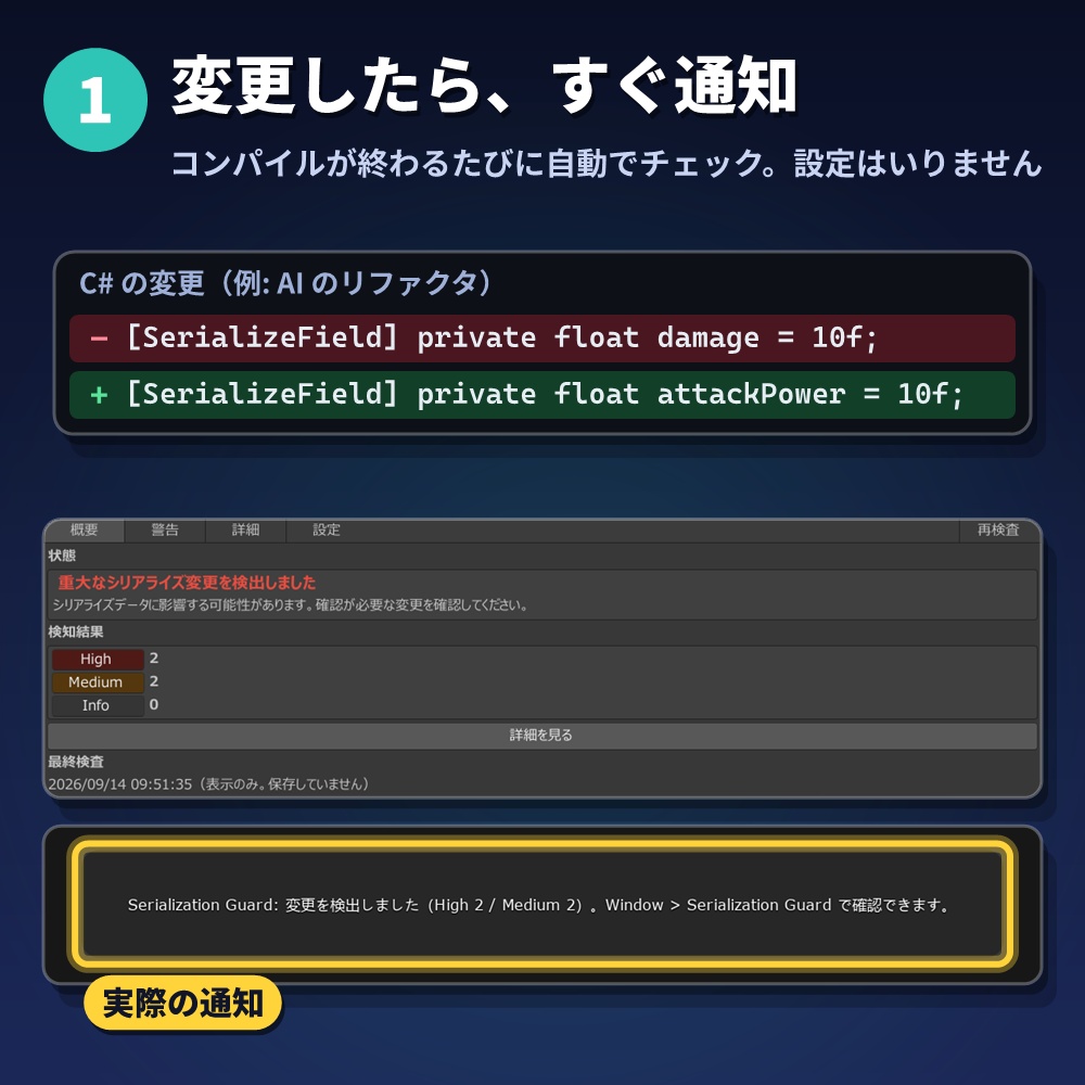 【無料】Unityの値消え検知 シリアライズガード
