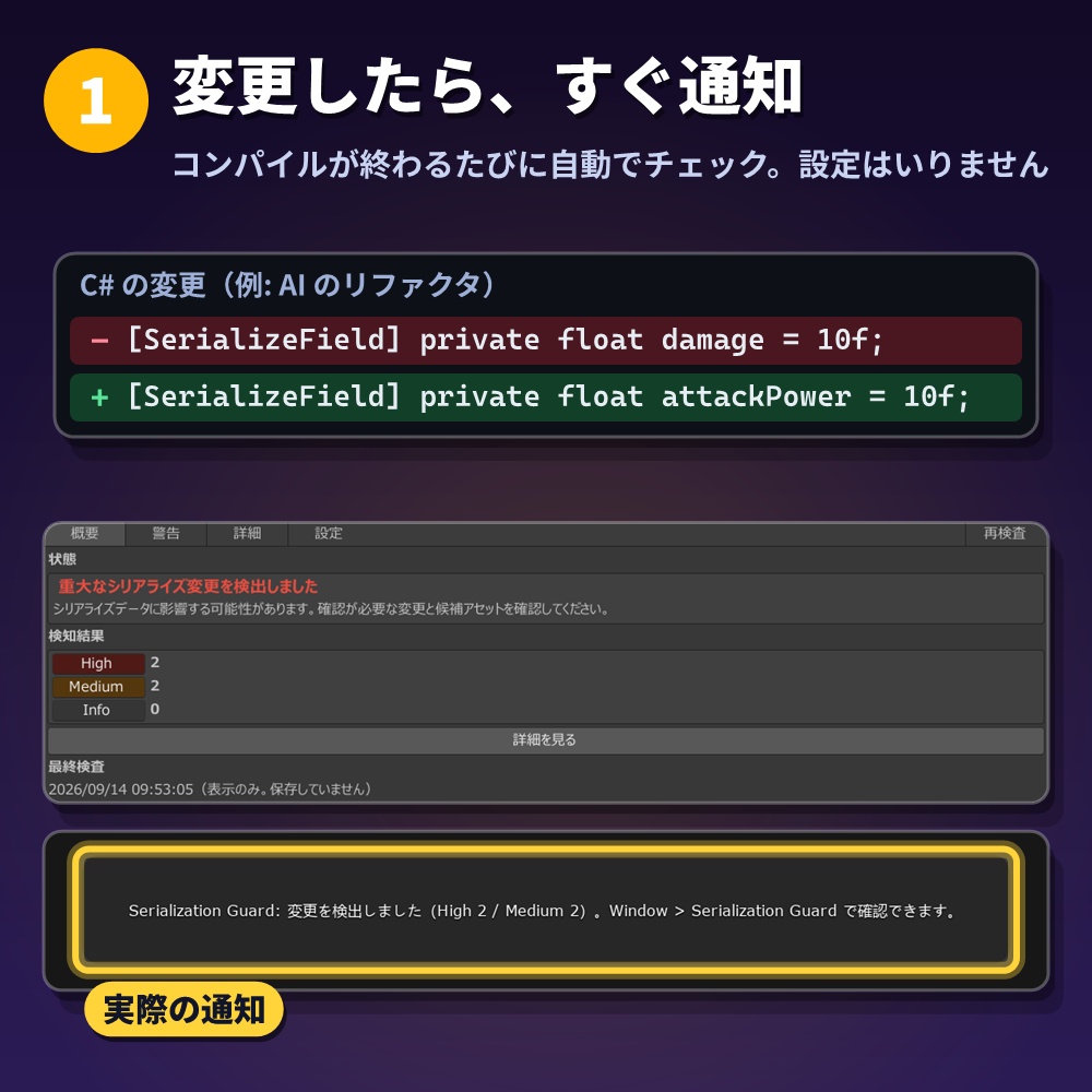 【Pro版】Unity値消え検知 シリアライズガード