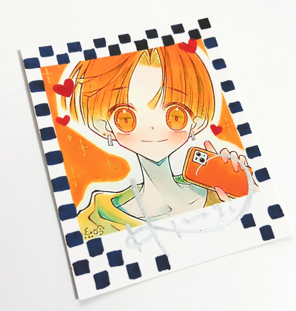インスタントフォト風カード 手描きデコ有り無し