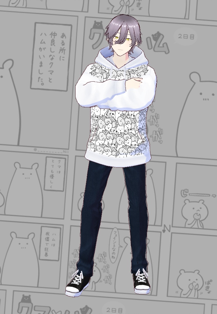 【VRoid】クマハムアパレルシリーズ『クマとハム』パーカー④