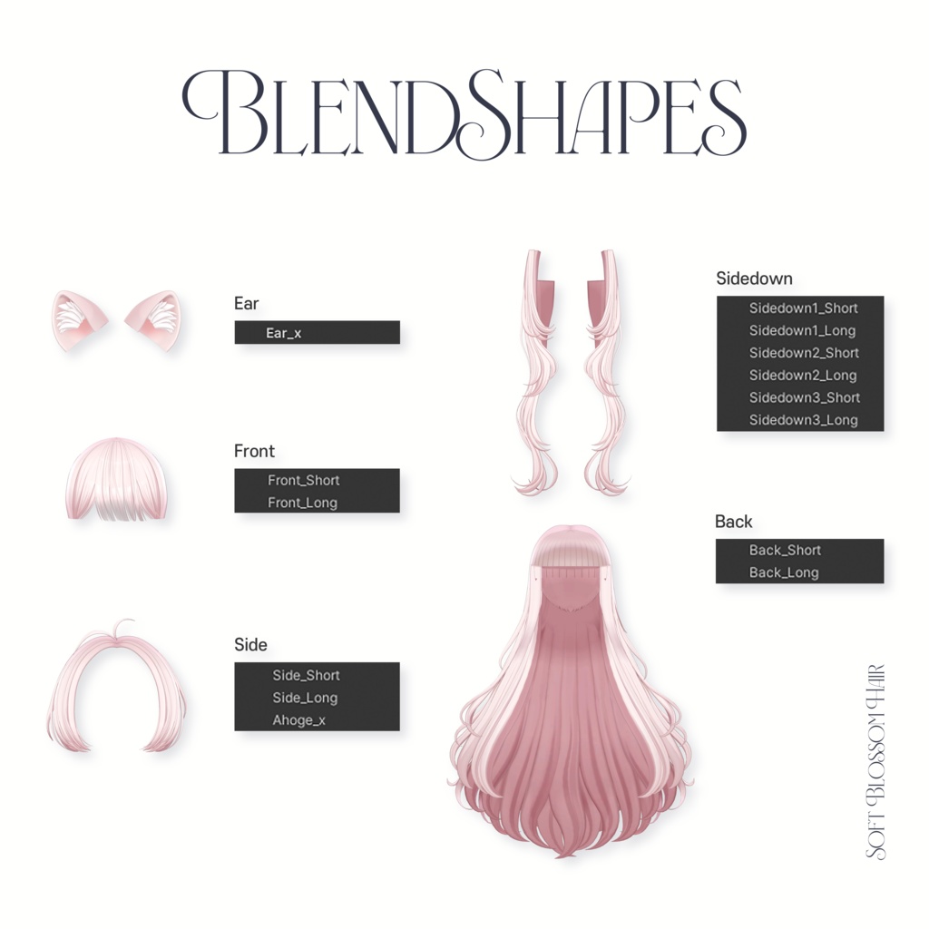 【VRC Hair】Soft Blossom Hair 【7 avatars】