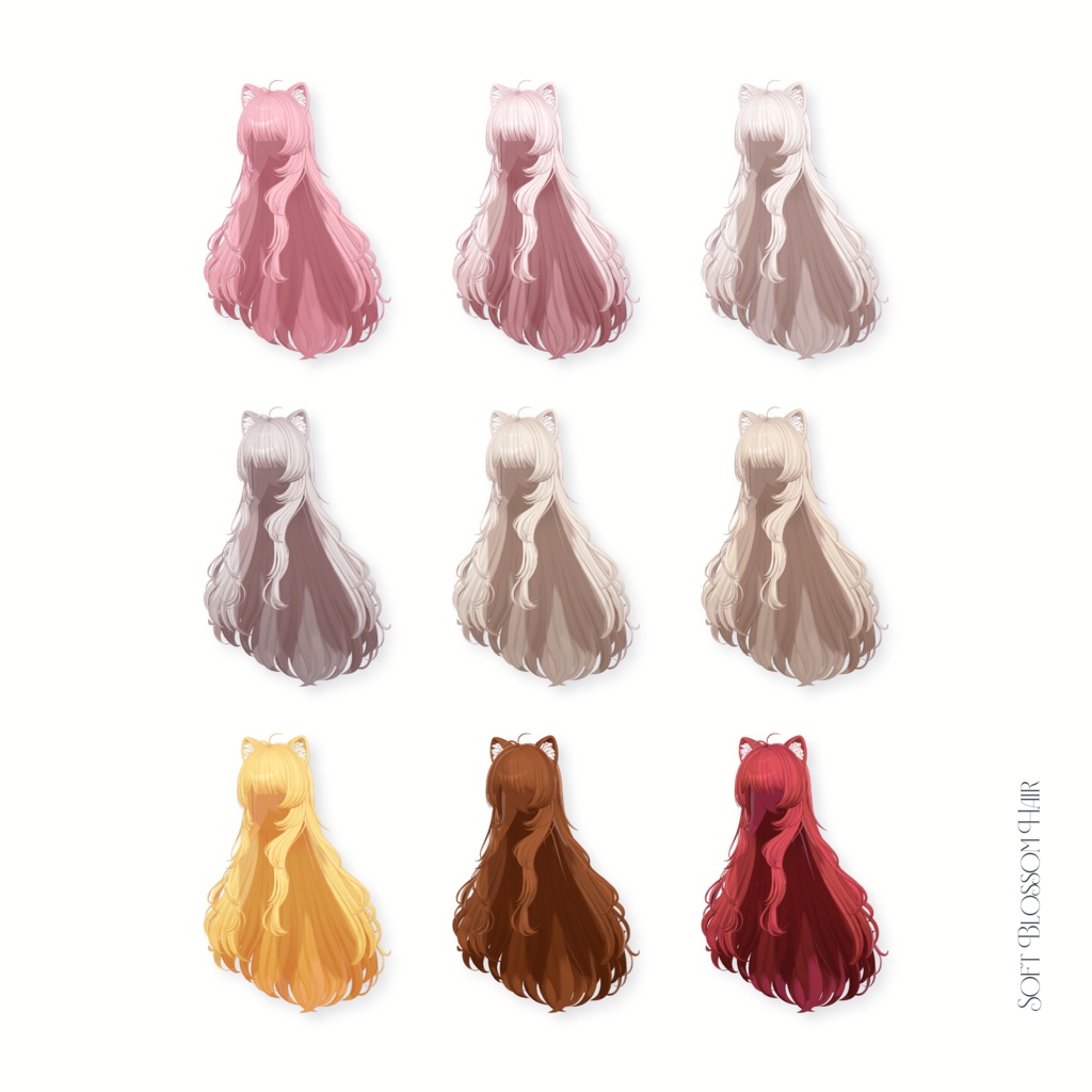 【VRC Hair】Soft Blossom Hair 【7 avatars】