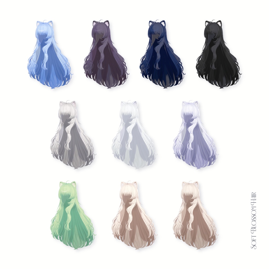 【VRC Hair】Soft Blossom Hair 【7 avatars】