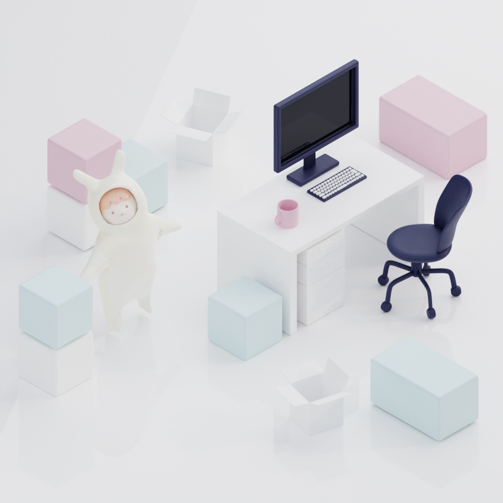 【無料】3dモデル　sasabo_SimpleOffice　オリジナルシーン【.blender】