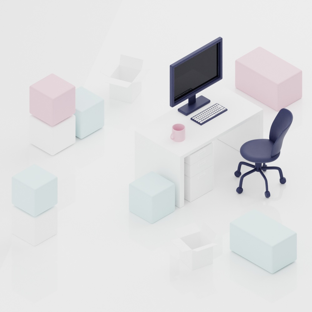 【無料】3dモデル sasabo_SimpleOffice オリジナルシーン【.blender】