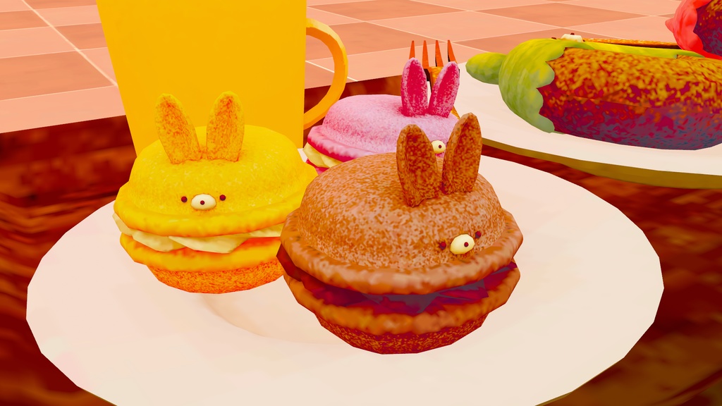 【VRChat想定】つかんで食べれる!ゆるかわアニマルスイーツセット(全11点)【MA対応】