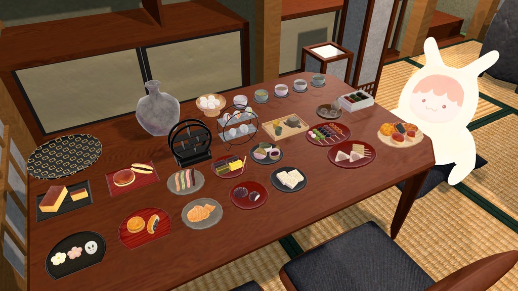 【VRChat想定】きまぐれ和菓子よせあつめセット +和室のおまけつき【全78点】