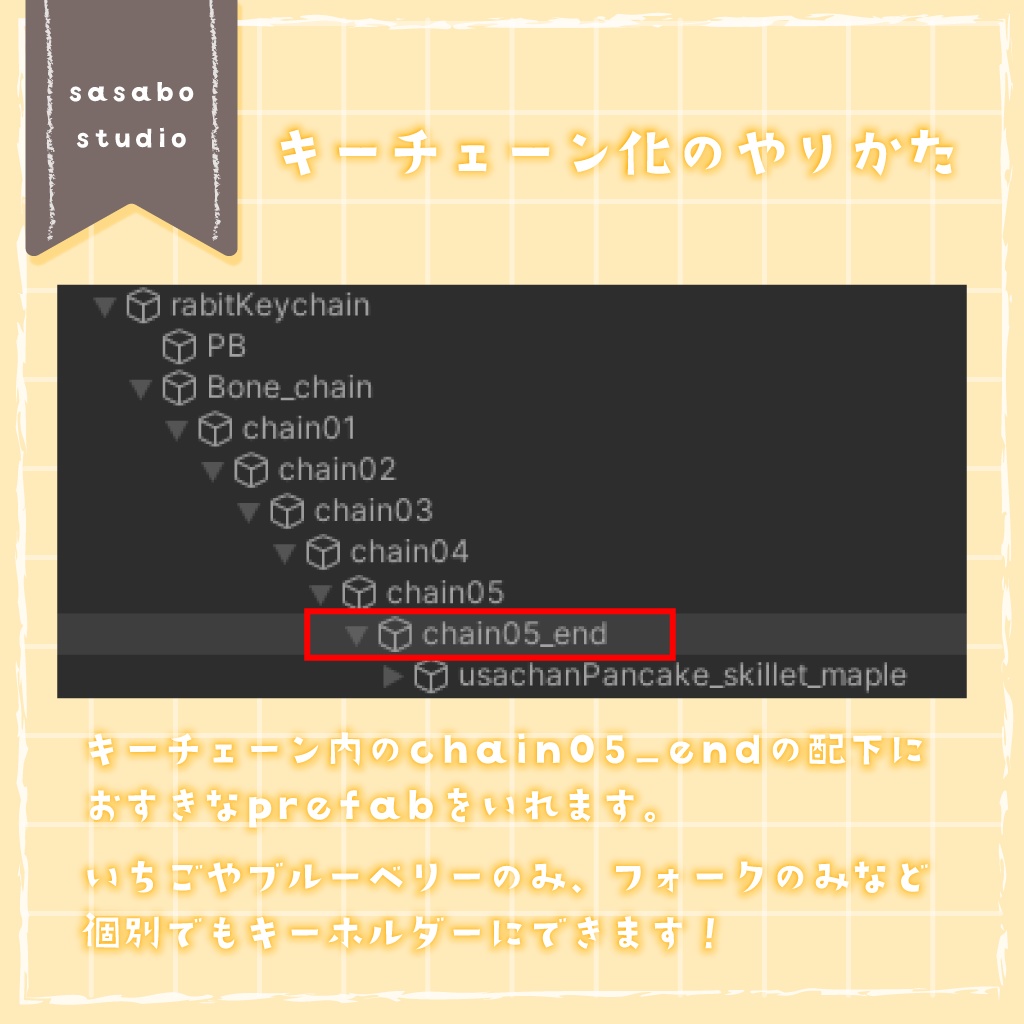 【VRChat想定】うさちゃんパンケーキセット + キーチェーンのおまけつき【全36点】