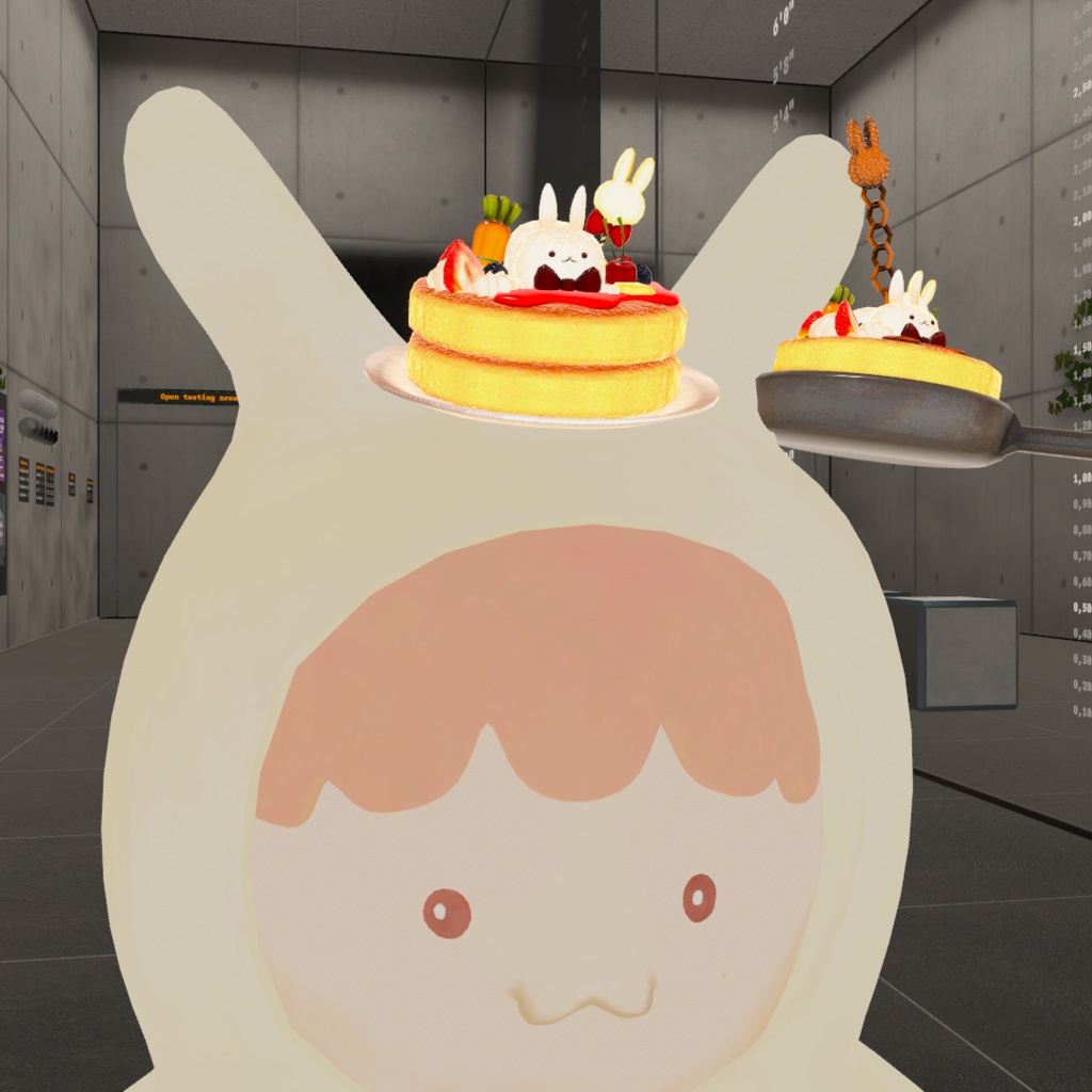 【VRChat想定】うさちゃんパンケーキセット + キーチェーンのおまけつき【全36点】