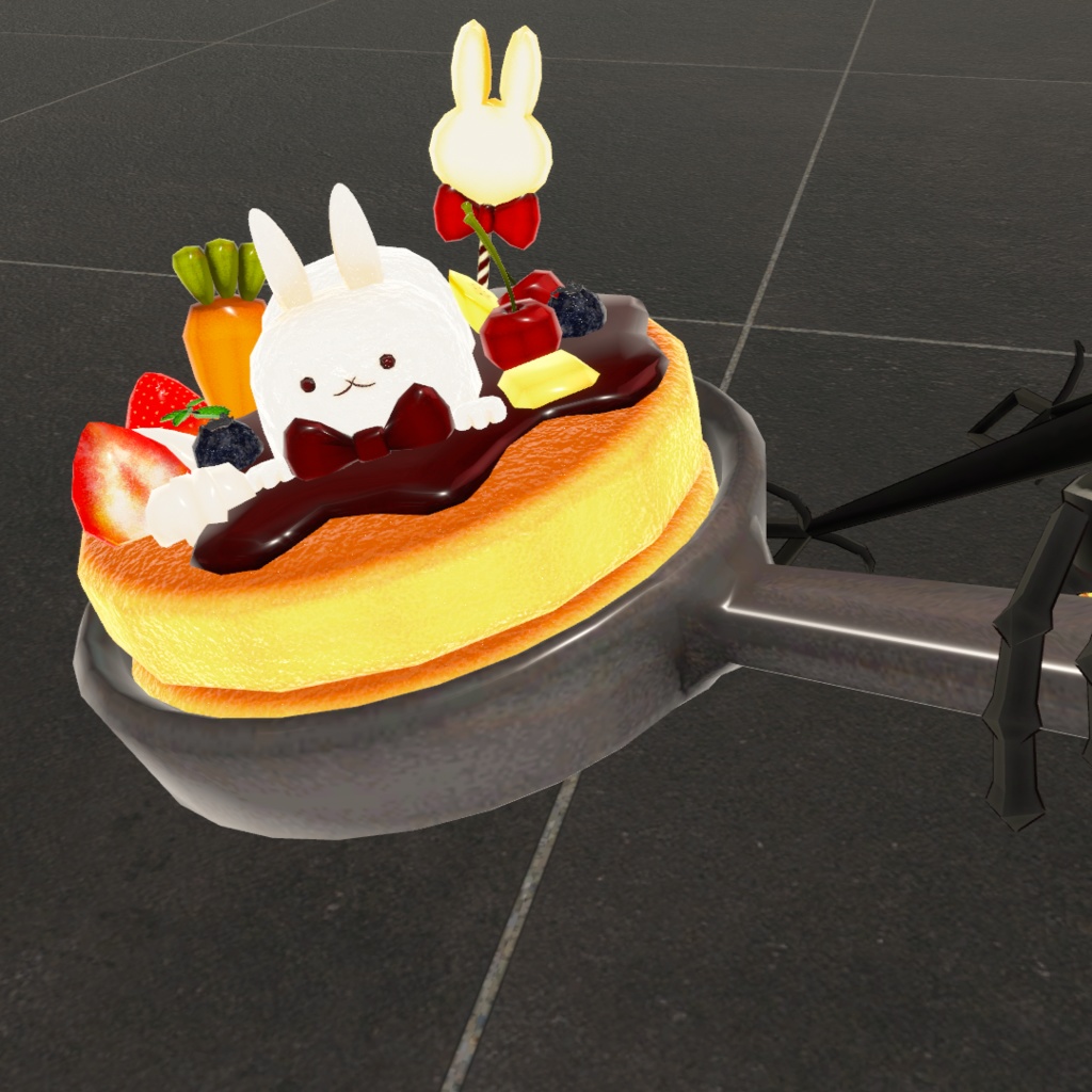 【VRChat想定】うさちゃんパンケーキセット + キーチェーンのおまけつき【全36点】
