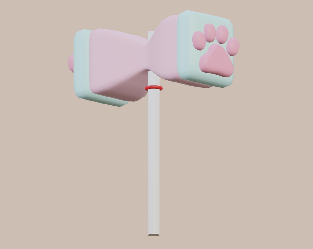 【無料】猫ハンマー(VRChat用3Dモデル)【ハンマーシリーズ第1弾】