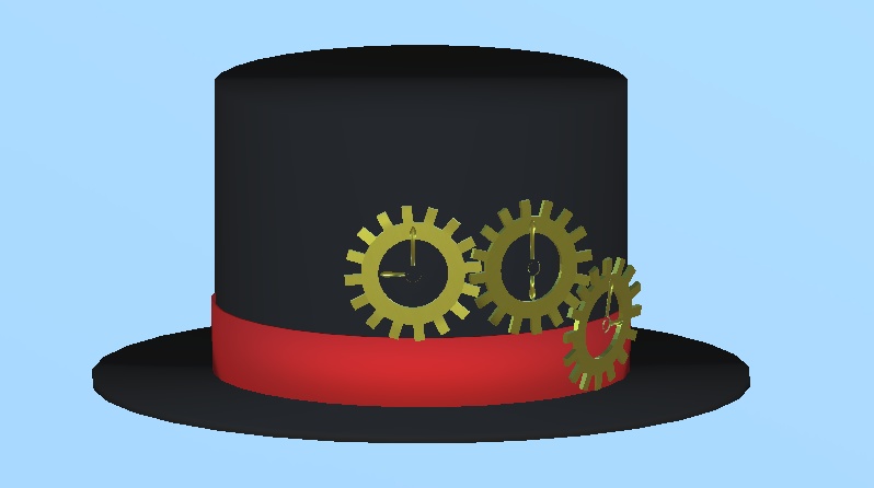 【無料】歯車付きシルクハット(VRChat用3Dモデル)