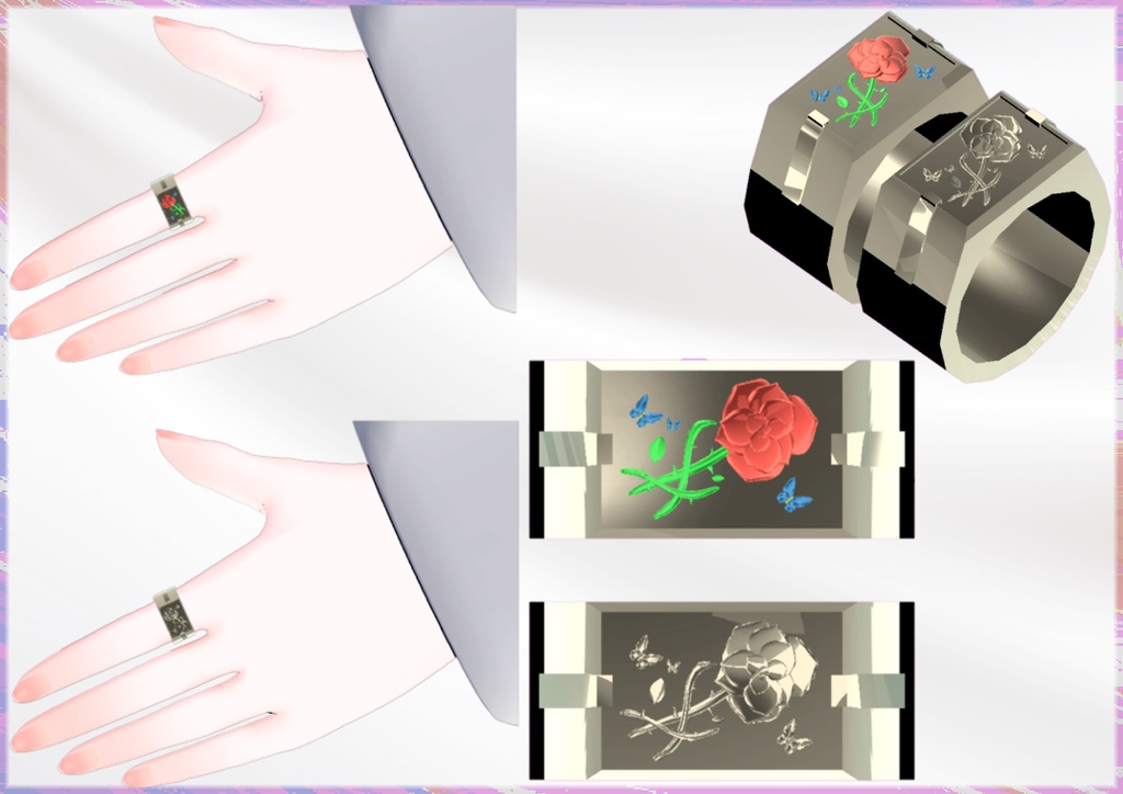 【無料】バラの指輪 (VRChat用3Dモデル)