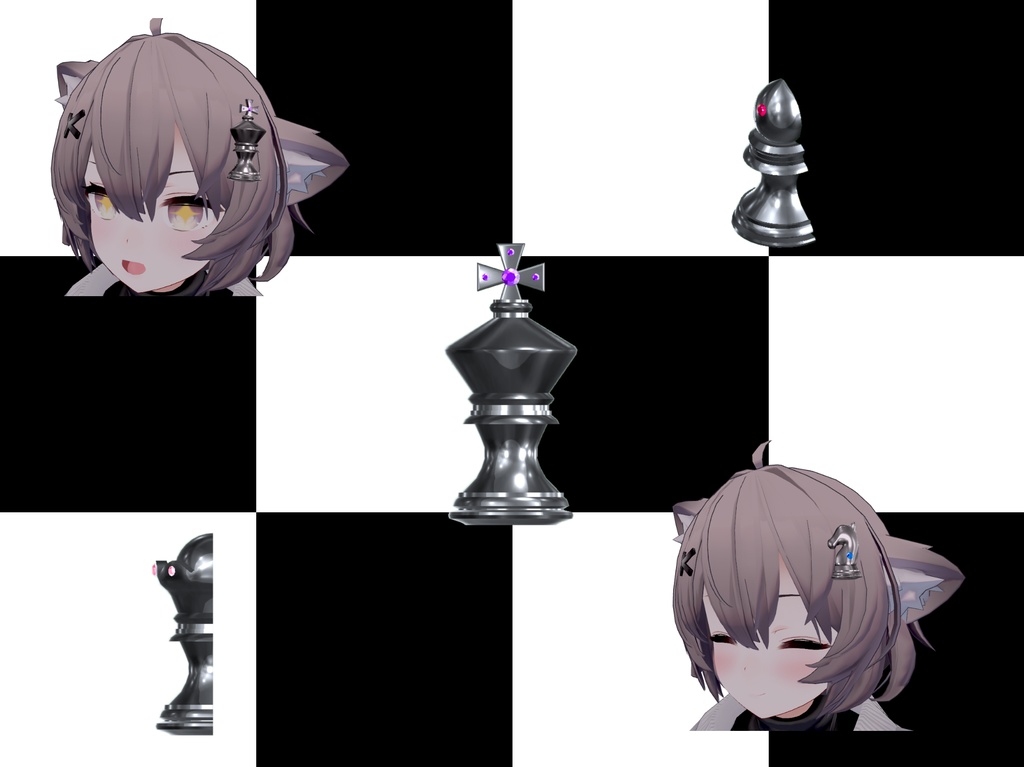 【無料】チェスのデフォルメアクセサリー (VRChat用3Dモデル)
