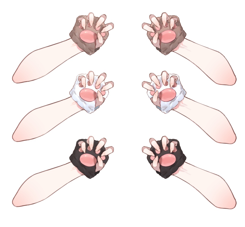 【VTuber向け】がおー!!アニマル手袋手の素材【フリー素材】