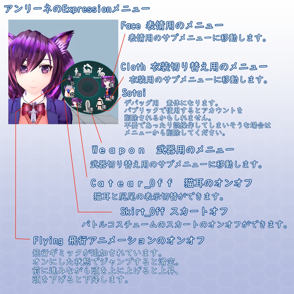 VRChat用アバター アンリーネ.Ver2.5 VCC VRM同梱