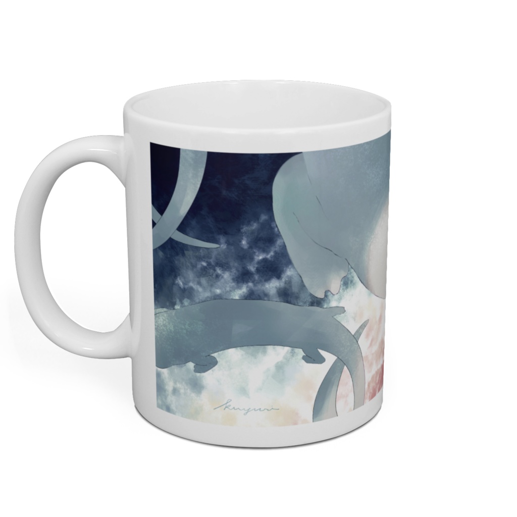 浜辺とオオサンショウウオのマグカップ