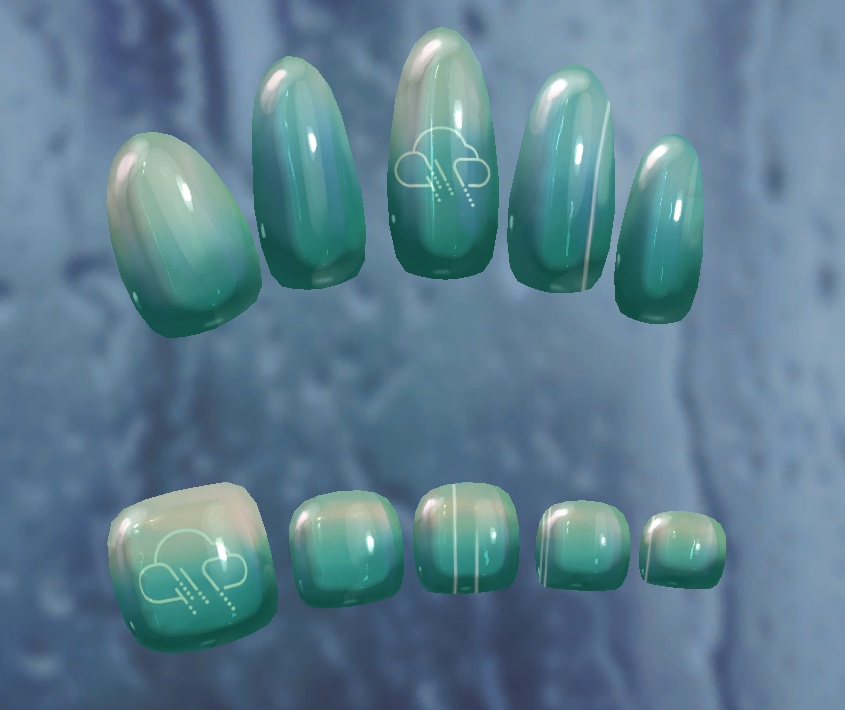 【MDollnail対応】喫茶雨音:雨降るネイルチップ【雨降りアニメーション】