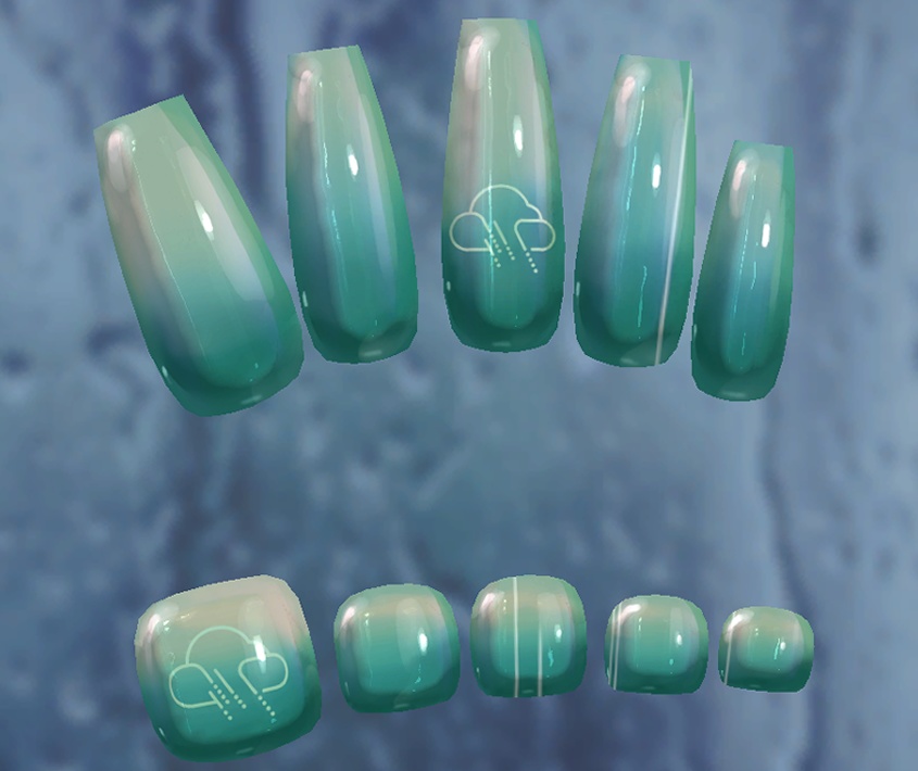 【MDollnail対応】喫茶雨音:雨降るネイルチップ【雨降りアニメーション】