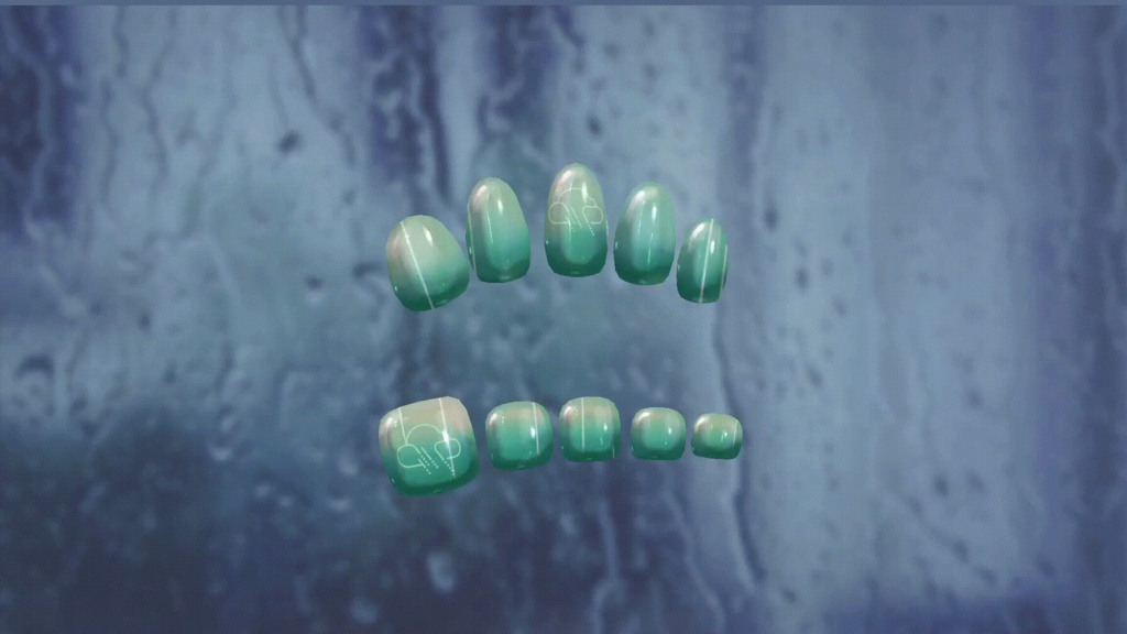 【MDollnail対応】喫茶雨音:雨降るネイルチップ【雨降りアニメーション】