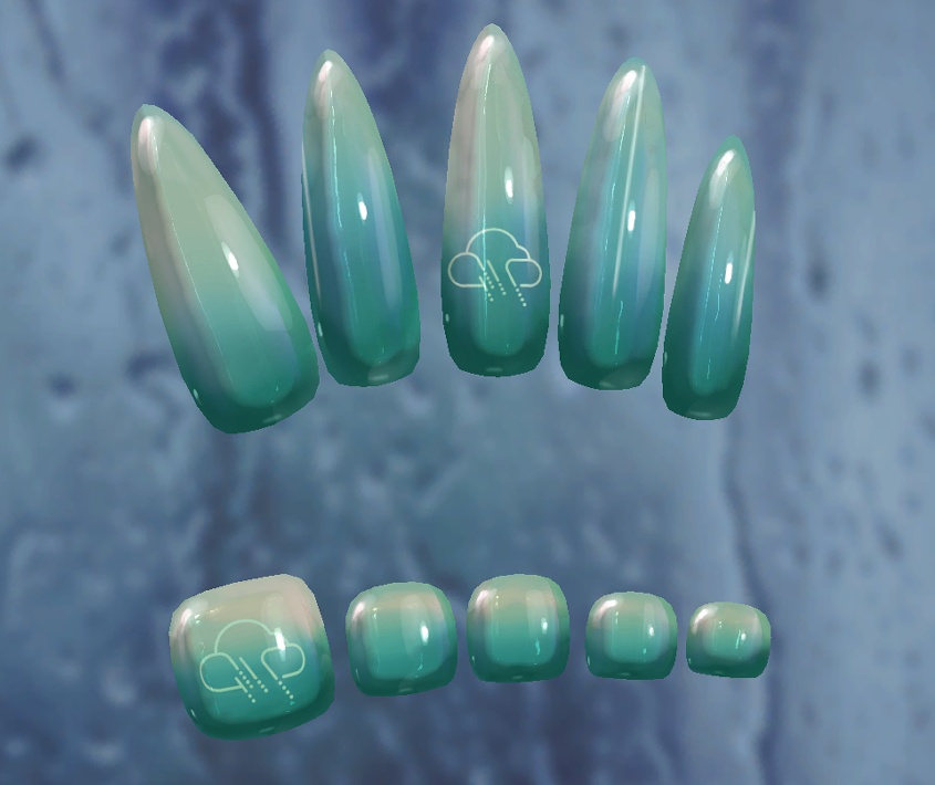 【MDollnail対応】喫茶雨音:雨降るネイルチップ【雨降りアニメーション】