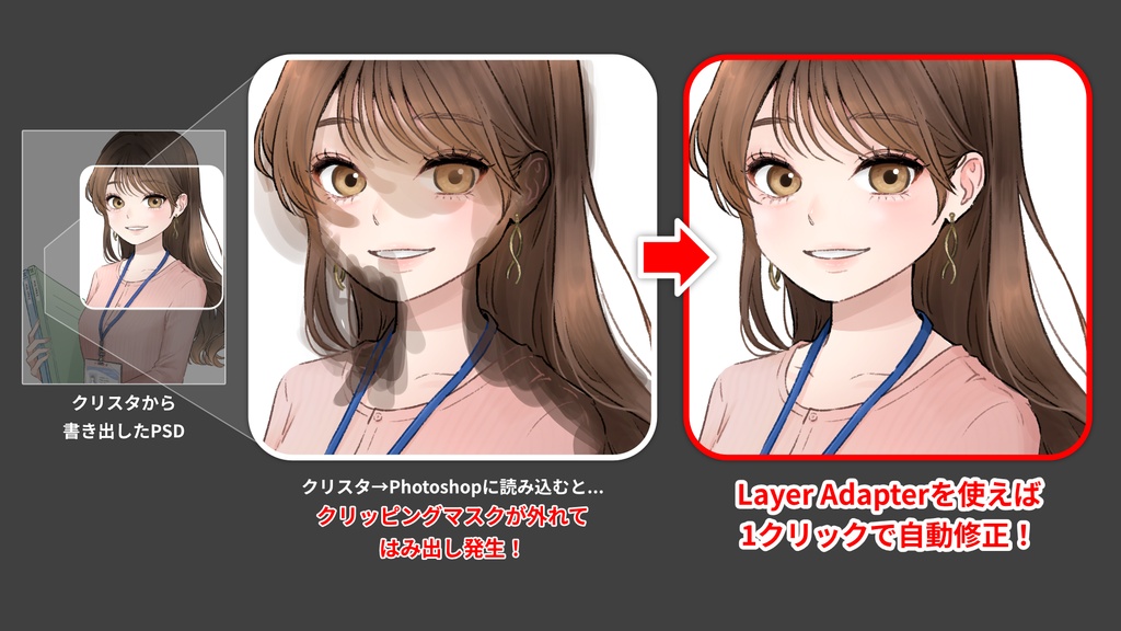 【クリスタ→Photoshop】壊れたフォルダークリッピングを自動修復【Photoshopプラグイン】
