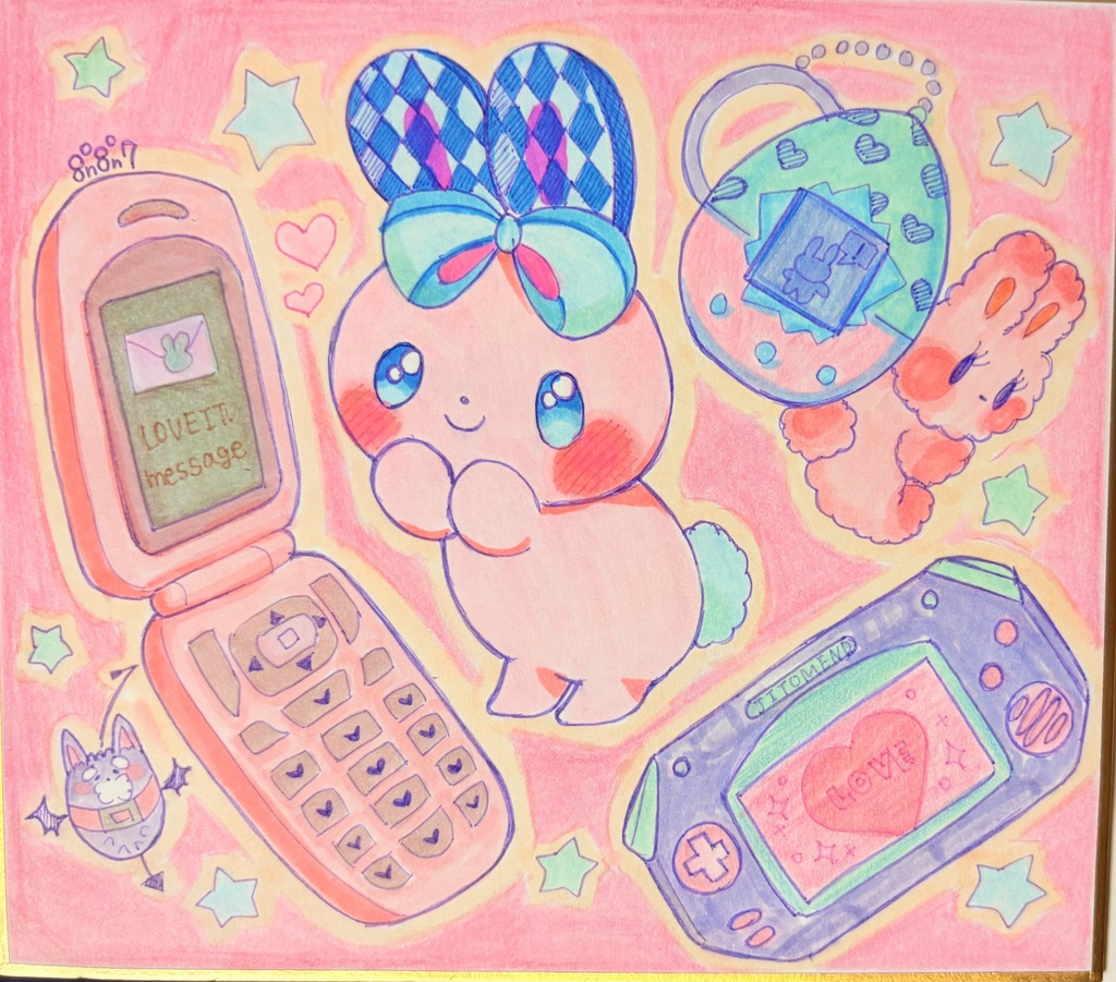 レトロうさぎちゃんミニ色紙