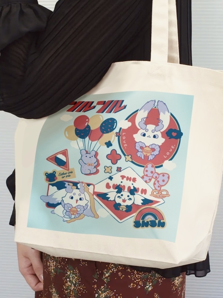 レトロるんるんA4厚手ビッグトートバッグ
