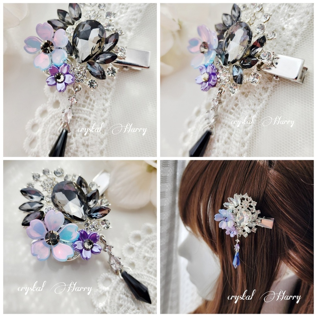 【幻想桜の装飾品】ミニクリップ～銀妖桜の宝石～