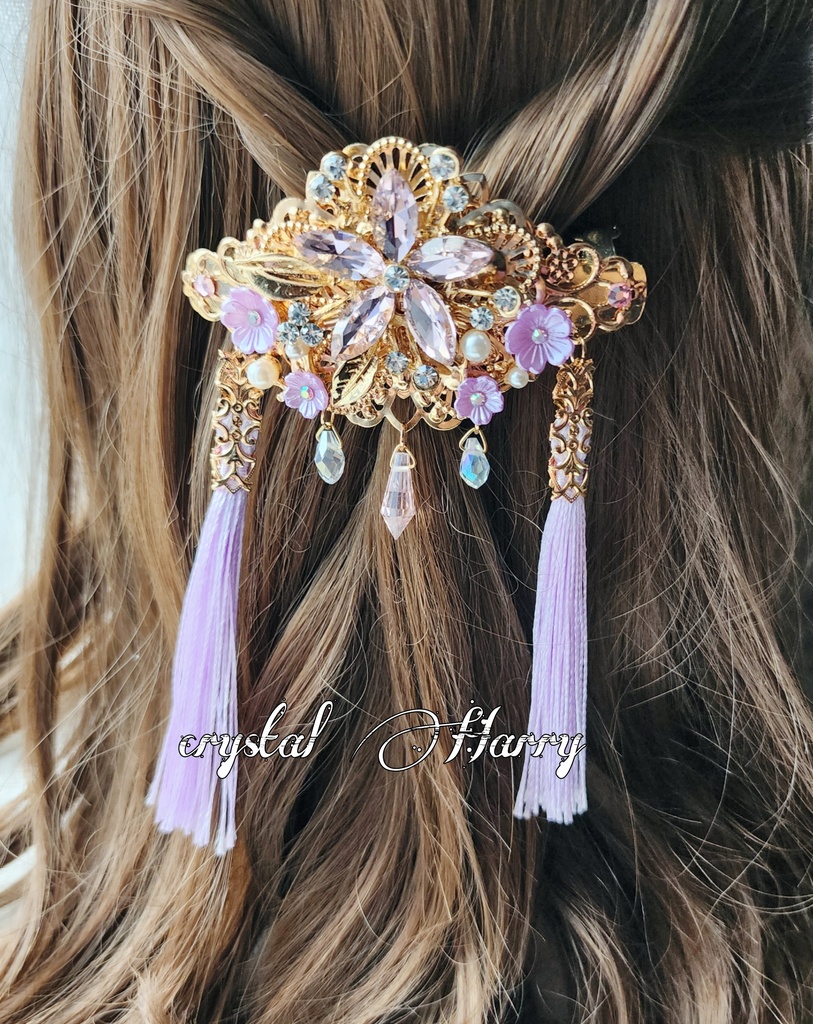 【桜花宝石の髪飾り】~夜桜~バレッタ