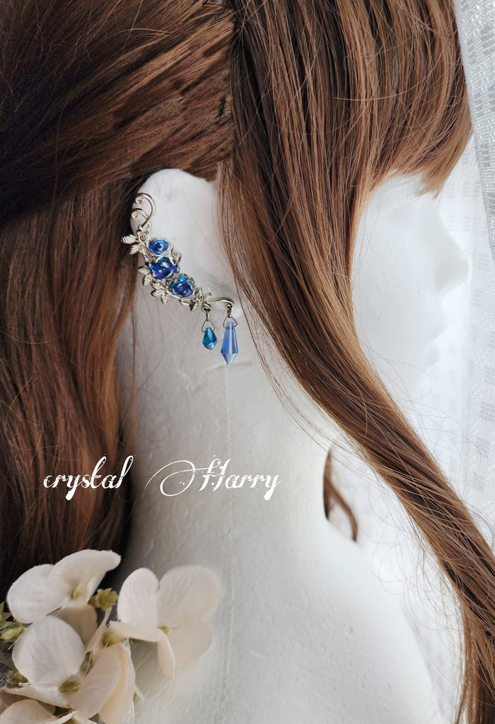 【茨薔薇の耳飾り】~蒼薔薇~イヤーカフ(右耳)