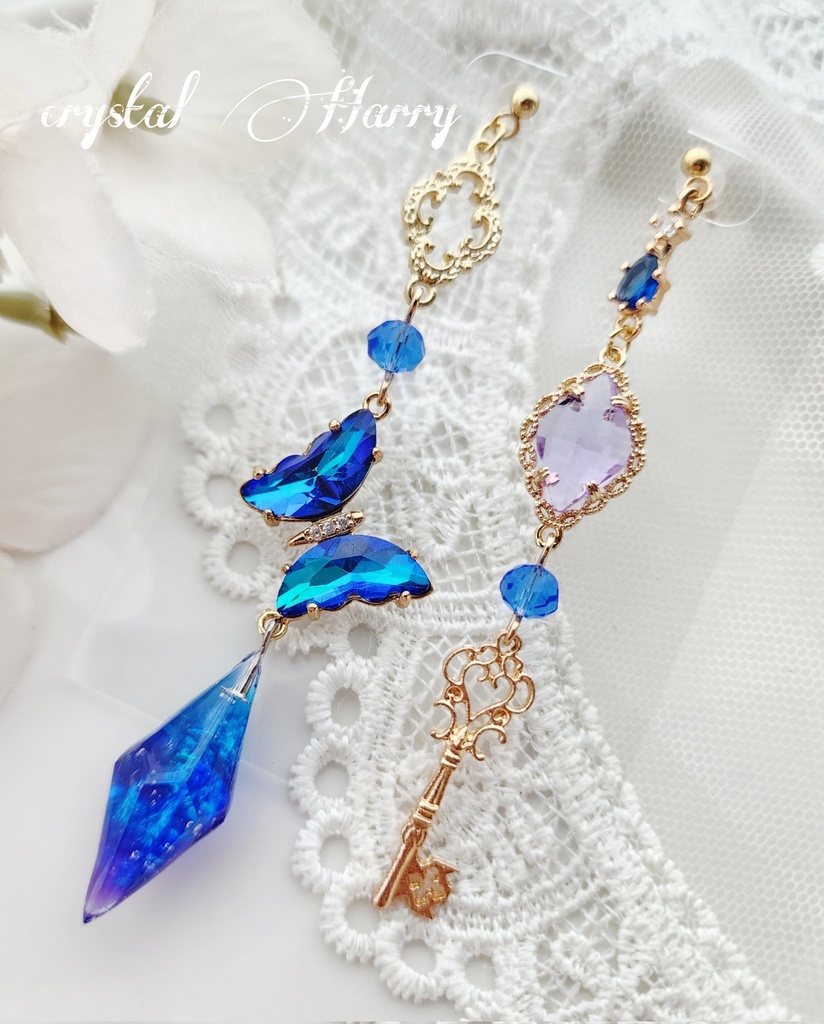 【宝石蝶の耳飾り】～蒼紫～⚠一点物