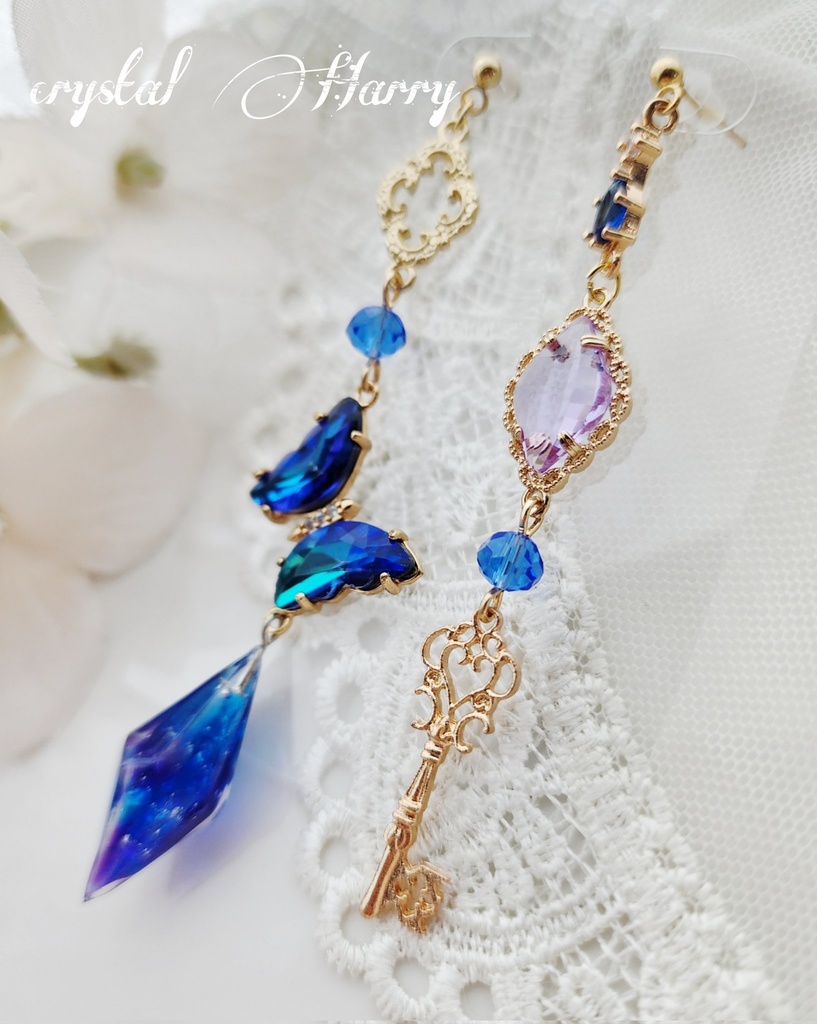 【宝石蝶の耳飾り】~蒼紫~⚠一点物