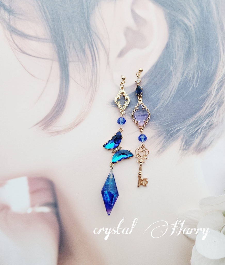 【宝石蝶の耳飾り】~蒼紫~⚠一点物