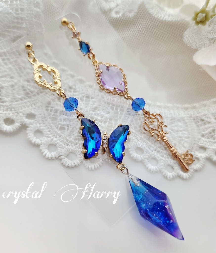 【宝石蝶の耳飾り】~蒼紫~⚠一点物